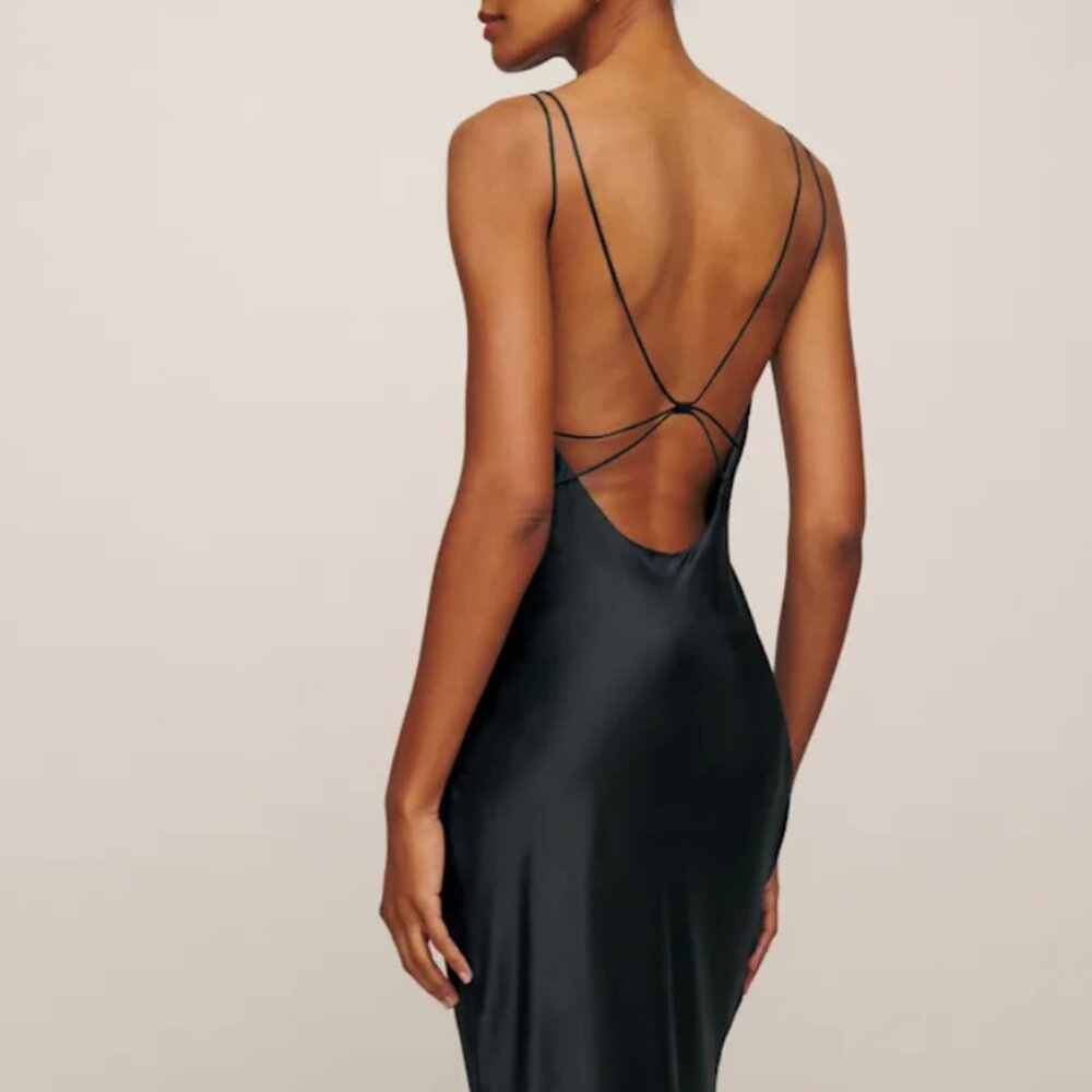 Reformation Adkins Dress – 100% Silk – Black – Sz Small – Worn Once, Like New